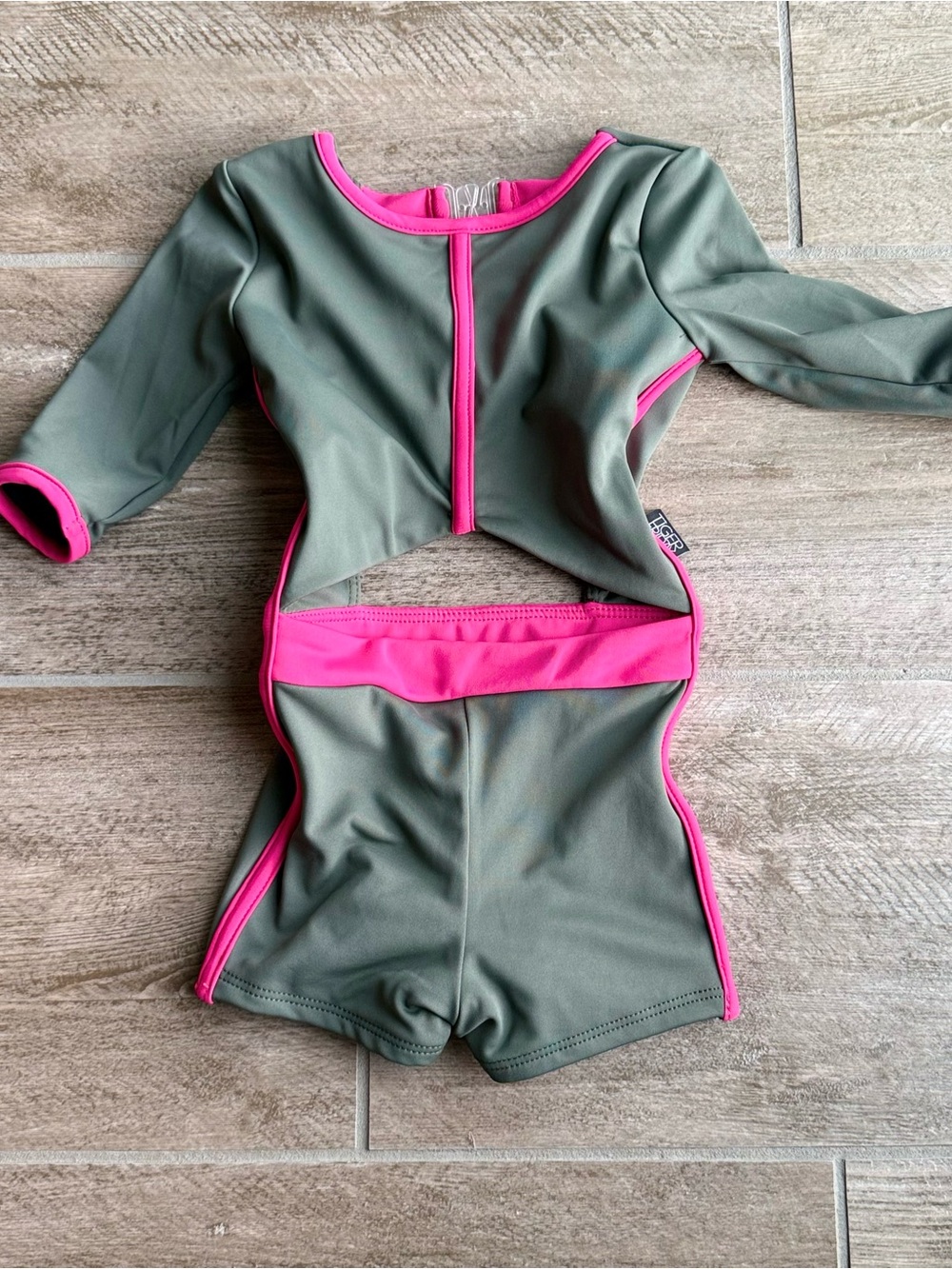 Kids Olive Green and Hot Pink One-Piece Tiger Friday